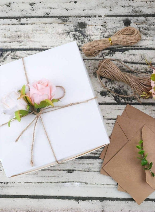 مجموعة من 10 صناديق هدايا مع حبل وعلامات، صناديق هدايا بيضاء، 15*15*10 سم، صندوق اقتراح وصيفة العروس DIY، قابل لإعادة التدوير، صندوق قابل للطي لحفلات الزفاف وحفلات أعياد الميلاد - Image 3