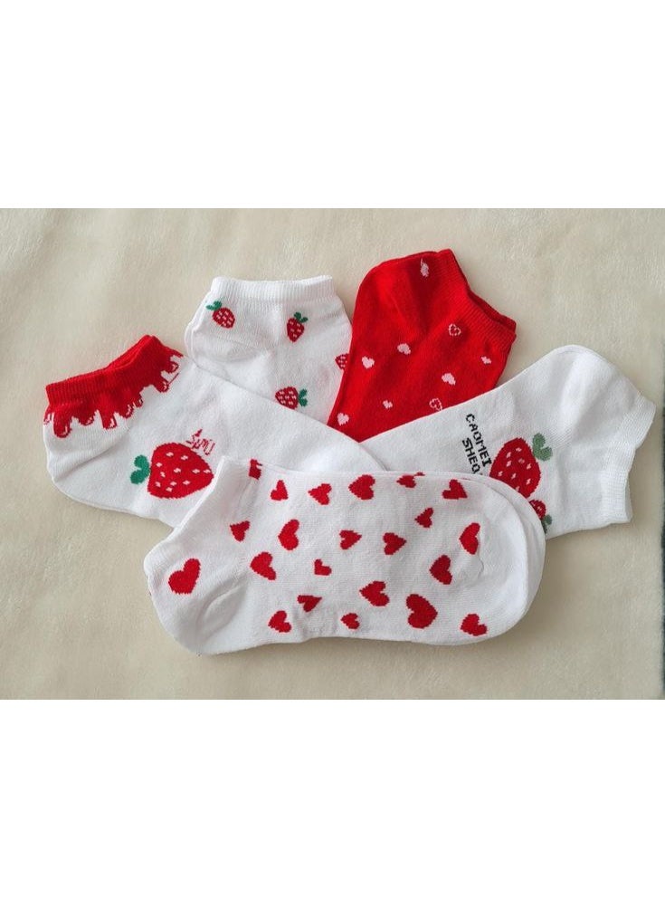 🧦 جوارب نسائية كيوت - طقم 5 أزواج | قطن ناعم وتصاميم أنثوية مميزة - Image 1