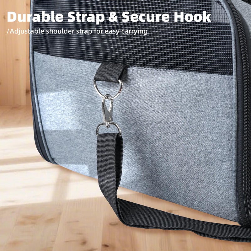 AIWIKIDE Lightweight Waterproof Cat Carrier - Foldable Design w/Full Cover for Security, Includes Collapsible Bowl, Grey - Image 5