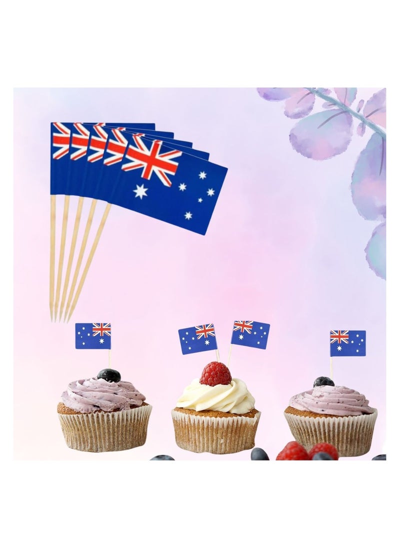 PRINTSHOP4ME Australia Cupcake Toppers For Decorations–Toothpick Cupcake Toppers–Perfect For Celebrations,Parties And Events–Mini Stick Flags For Decorating Cupcakes,Cakes And Desserts  - Image 1