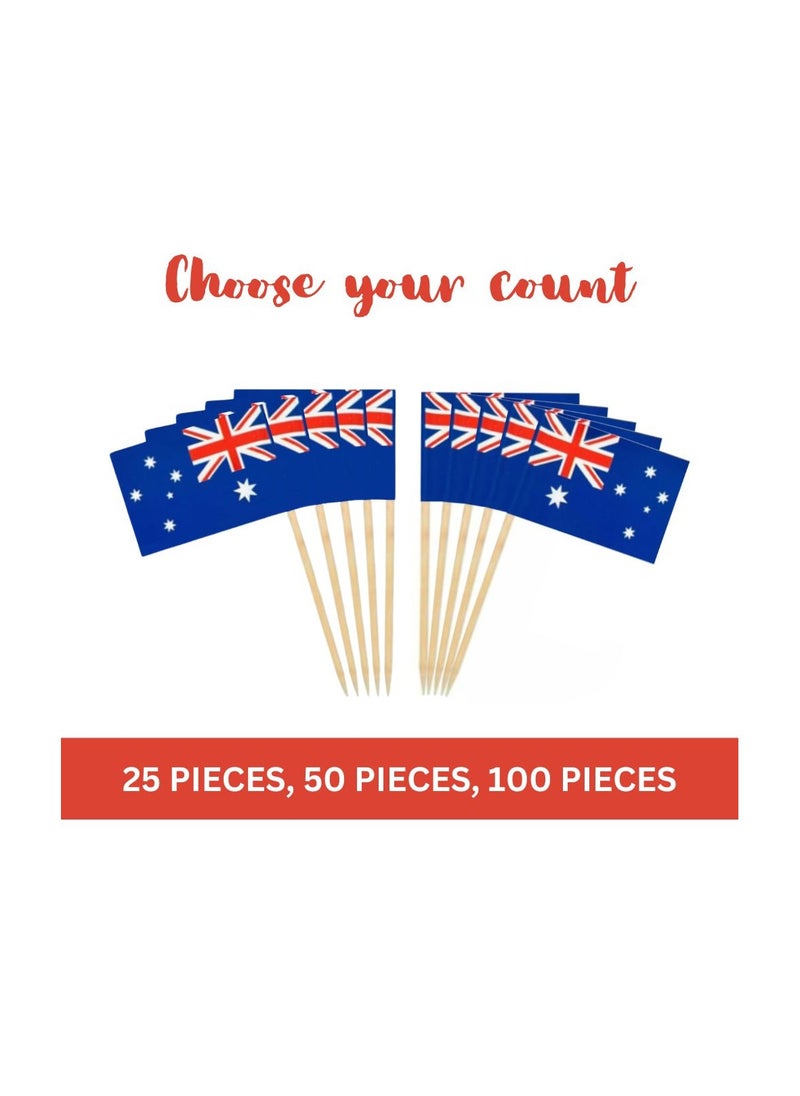 PRINTSHOP4ME Australia Cupcake Toppers For Decorations–Toothpick Cupcake Toppers–Perfect For Celebrations,Parties And Events–Mini Stick Flags For Decorating Cupcakes,Cakes And Desserts  - Image 3
