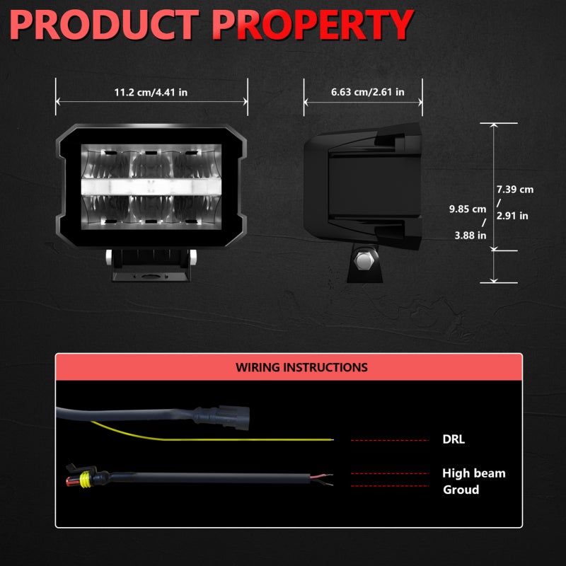 LED Light Bar: Black 6 High-Intensity Chips IP68 Waterproof - DC 9-30V Wide Compatibility LED Work Light for Trucks Off-Road Vehicles Cars SUVs ATVs Boats Motorcycles - Image 3