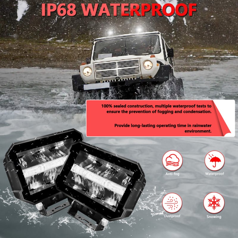 LED Light Bar: Black 6 High-Intensity Chips IP68 Waterproof - DC 9-30V Wide Compatibility LED Work Light for Trucks Off-Road Vehicles Cars SUVs ATVs Boats Motorcycles - Image 5