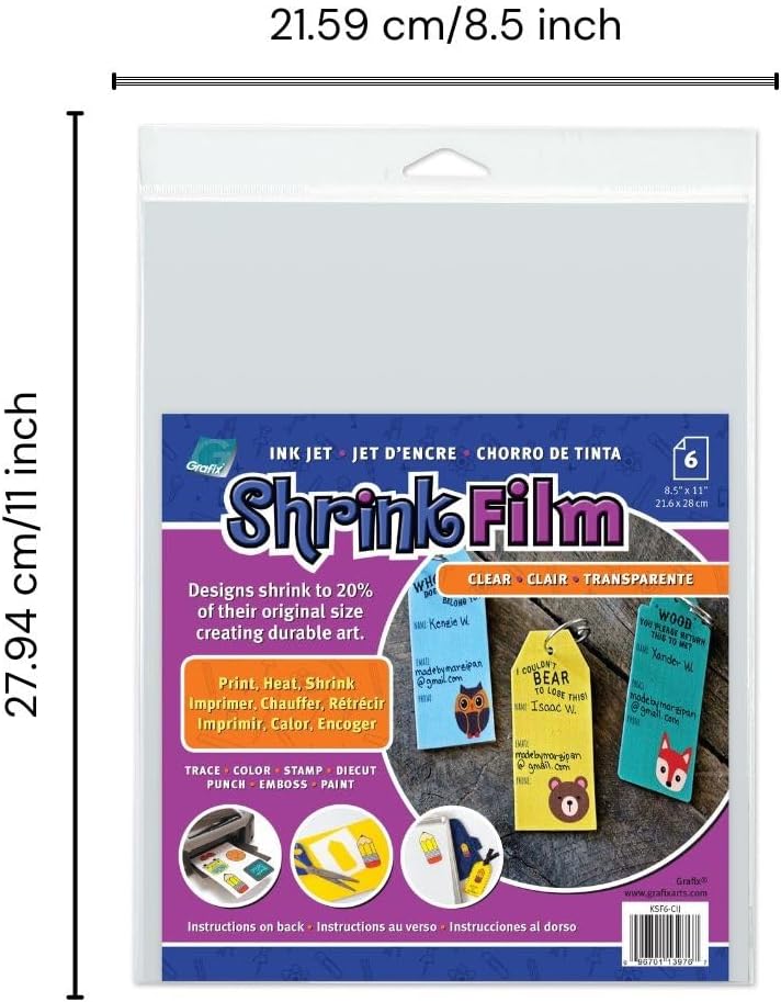 Grafix Shrink Film - Clear Inkjet Printable Plastic Sheets, 8.5 x 11 inches, Pack of 6 - Image 2
