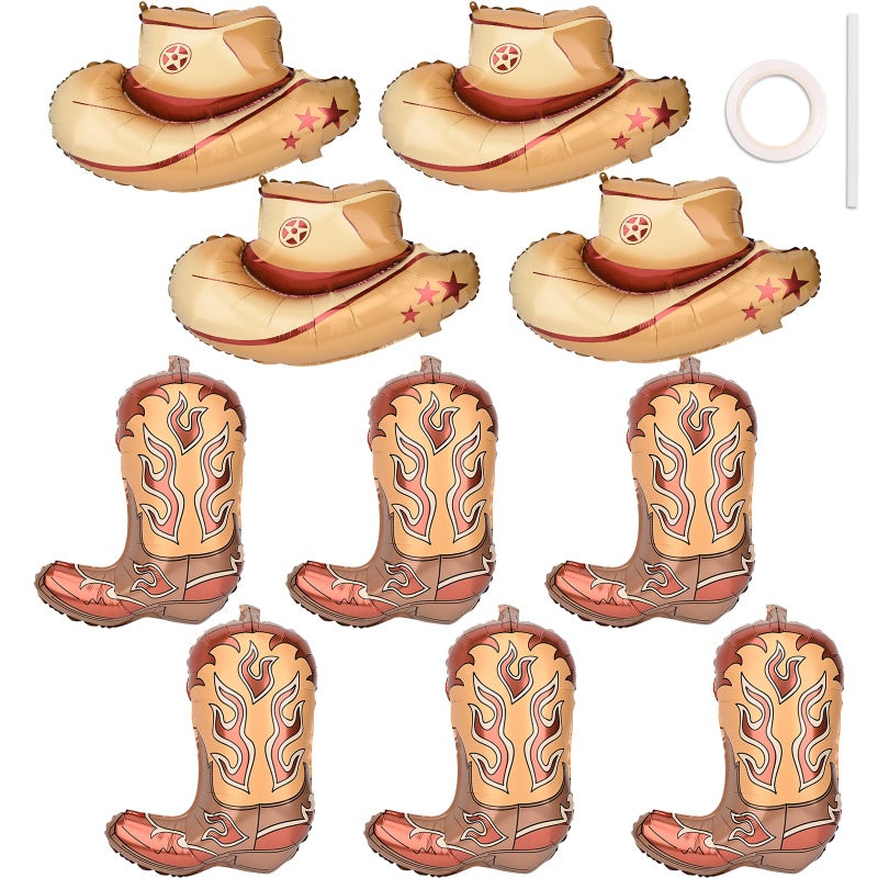 SISABAMA 10 Pcs Western Cowboy Balloons Large Boots Hat Western Theme Party Ballons Party Decorations Cowgirl Horse Rodeo - Image 3