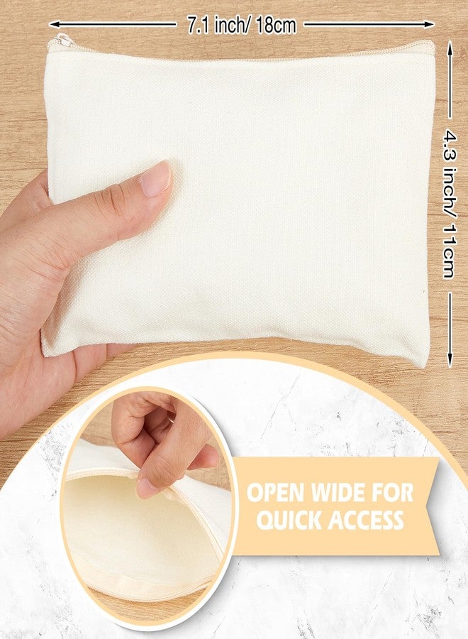 Reginary 80 Pack Canvas Zipper Makeup Bags Bulk Pencil Pouches Blank DIY Craft Canvas Cosmetic Bag Pouch with Zipper for Makeup Cosmetic Toiletry Stationary Storage(All Natural) - Image 2