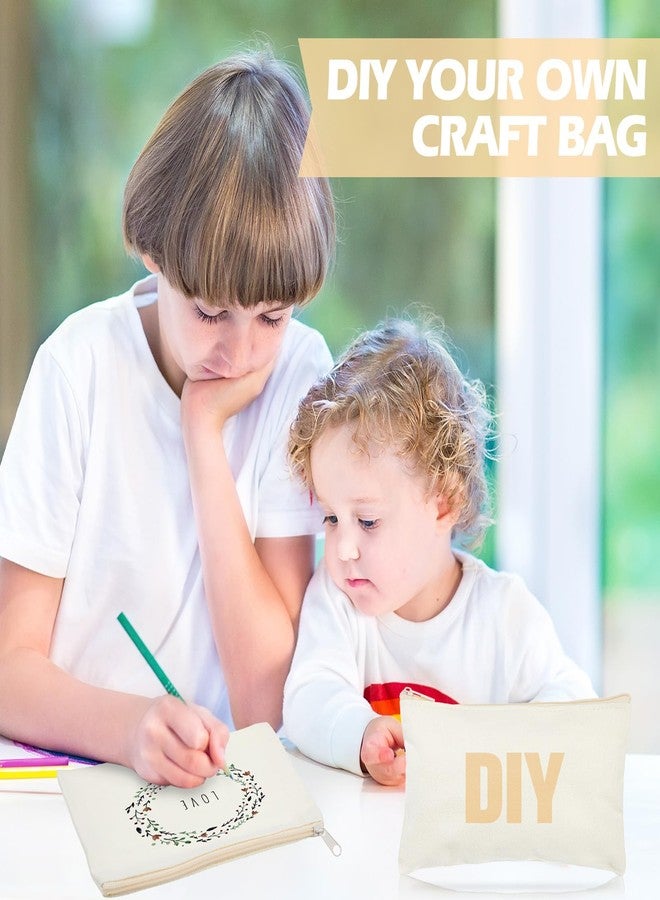 Reginary 80 Pack Canvas Zipper Makeup Bags Bulk Pencil Pouches Blank DIY Craft Canvas Cosmetic Bag Pouch with Zipper for Makeup Cosmetic Toiletry Stationary Storage(All Natural) - Image 5