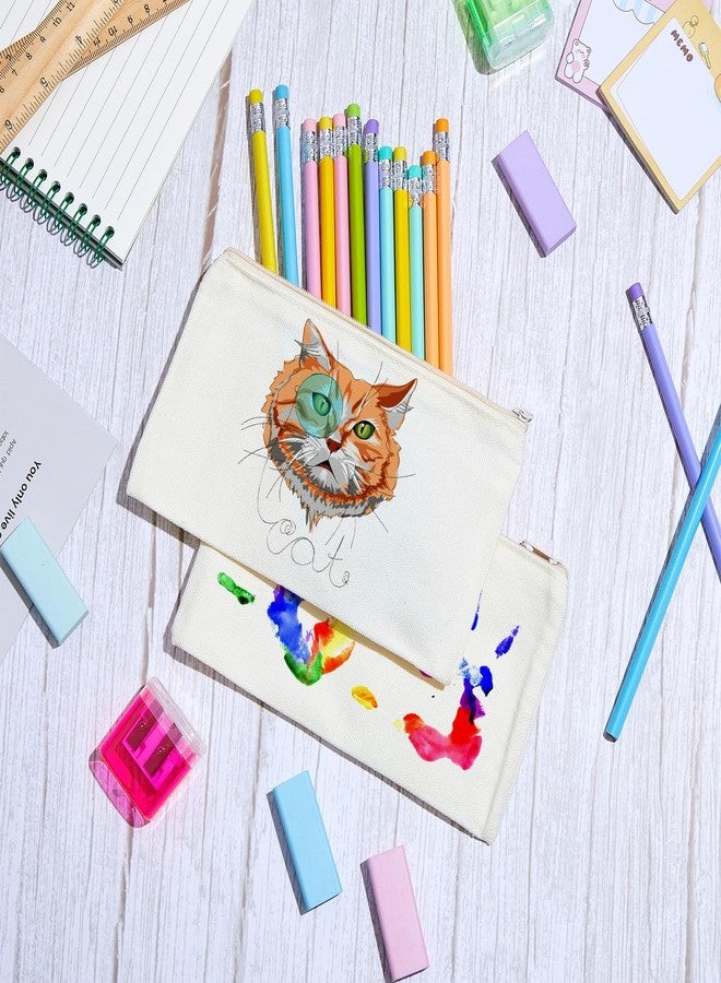 Reginary 80 Pack Canvas Zipper Makeup Bags Bulk Pencil Pouches Blank DIY Craft Canvas Cosmetic Bag Pouch with Zipper for Makeup Cosmetic Toiletry Stationary Storage(All Natural) - Image 4