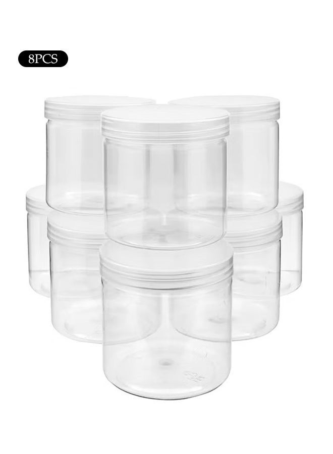 8 Pcs Clear Plastic Jars with Lids,Slime Containers for Kids DIY Crafts,Airtight  Storage Containers for Dried Fruit,Candy,Spices,Kitchen,Household - Image 1