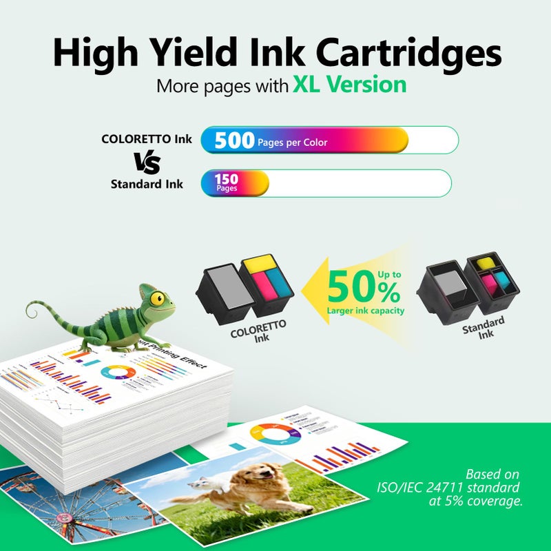 COLORETTO 63XL Color Ink Cartridge Replacement for HP 63 Color Ink Cartridge Compatible with Officejet 4650 3830 5255 5258 4655 5200 Envy 4512 4520 4516 Deskjet 1112 3630 2130 Printer Ink for HP 63 XL - Image 3