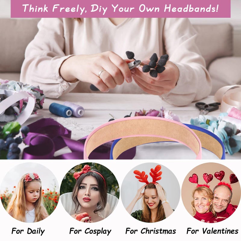 Wecoe 16pcs Headbands for Women 1 Inch Wide Satin Headband Non Slip Fashion Multi-colored Hair Bands Diy Holiday Costume Hair Accessories Women Girls Diademas Coreanas Para Mujer - Image 4