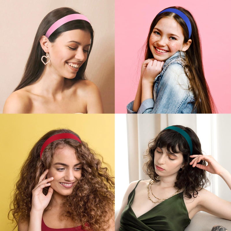 Wecoe 16pcs Headbands for Women 1 Inch Wide Satin Headband Non Slip Fashion Multi-colored Hair Bands Diy Holiday Costume Hair Accessories Women Girls Diademas Coreanas Para Mujer - Image 2