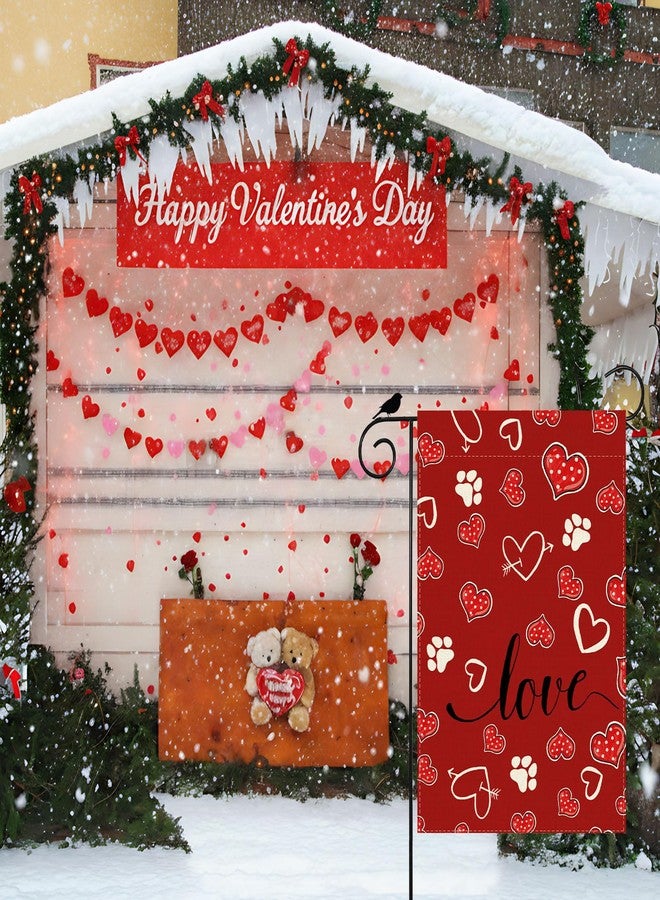 ZAEW Valentine’s Day Garden Flag Red Love Heart Dog Paw Print Yard Flag 12x18 Inch Double Sided Small Mini Yard Outdoor Outside Holiday Decoration - Image 5