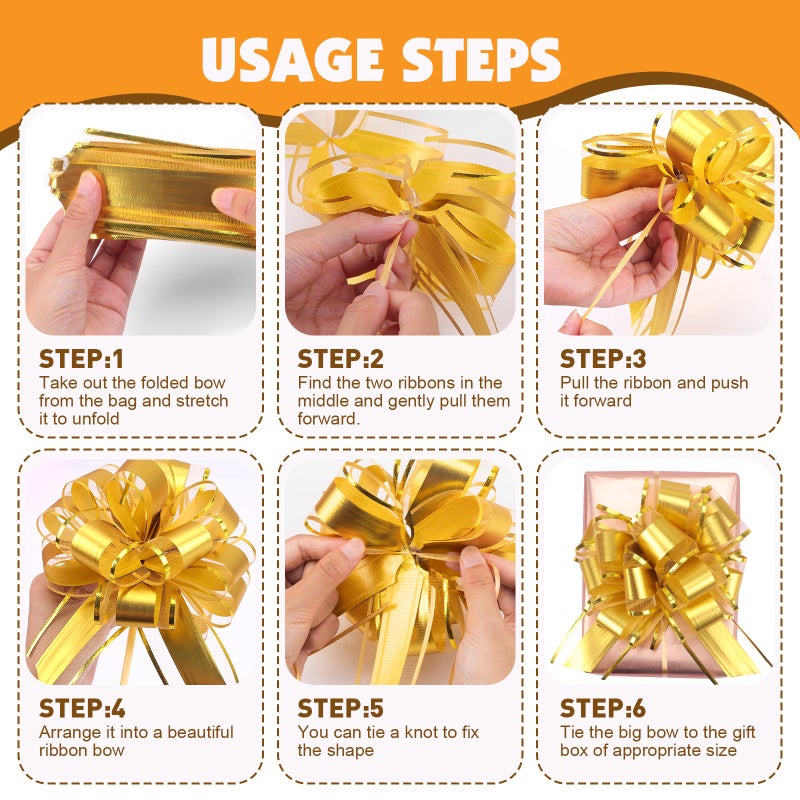 FUMILE 24 Pcs Pull Bows for Gift Baskets, 12 Colors 6 Inches Large Gift Bows for Presents, Phnom Penh Gift Wrap Bows for Presents & Crafts, Pull Ribbon Gift Bows for Party, Christmas, Thanksgiving. - Image 3