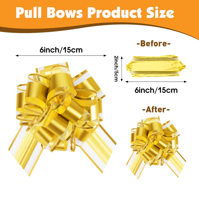 FUMILE 24 Pcs Pull Bows for Gift Baskets, 12 Colors 6 Inches Large Gift Bows for Presents, Phnom Penh Gift Wrap Bows for Presents & Crafts, Pull Ribbon Gift Bows for Party, Christmas, Thanksgiving. - Image 2