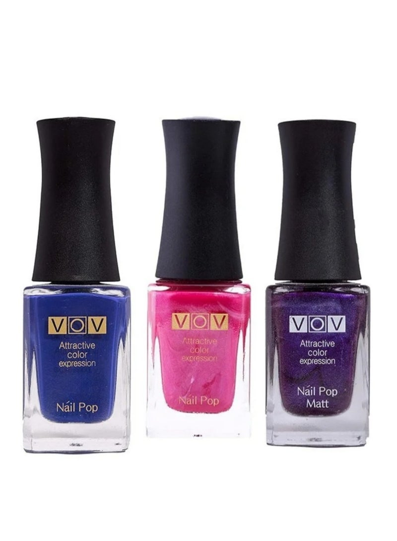 فوف مجموعة طلاء أظافر فوف الثلاثية: ساتان 3148A، ديب 2512، ورويال 2026 - Image 1