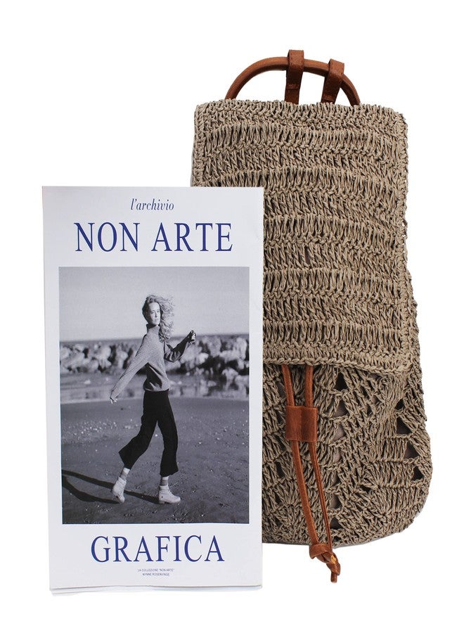 Monique Women Medium Straw Handmade Woven Backpack Flap Drawstring Shoulders Bag Beach Daypack - Image 5