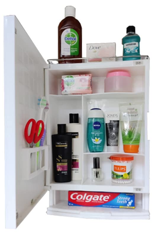 GRACE FINE WARE GRACE FINE WARE Washbasin Cabinet with Mirror Premium Wall Mounted Storage Cabinet with Magnetic Door 4 Inner Shelve Stylish HeavyDuty Plastic Cabinet for Storage  - Image 3