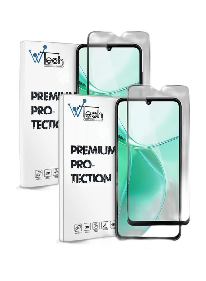 Wtech ZTE Blade A35 4G 2024 / ZTE Blade A55 4G 2024 / ZTE Blade A36 4G 2025 / ZTE Blade A76 5G 2025 Premium E2E Series Full Glue Full Cover Tempered Glass Screen Protector (MSGECN) - Clear/Black Bundle - Image 1