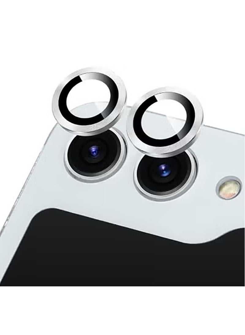 For Samsung Galaxy Z Flip 7 Camera Lens Protector, Individual Tempered Glass Camera Screen Protector Metal Ring Lens Cover for Samsung Galaxy Z Flip 7 , 1 Set (Silver)  - Image 3