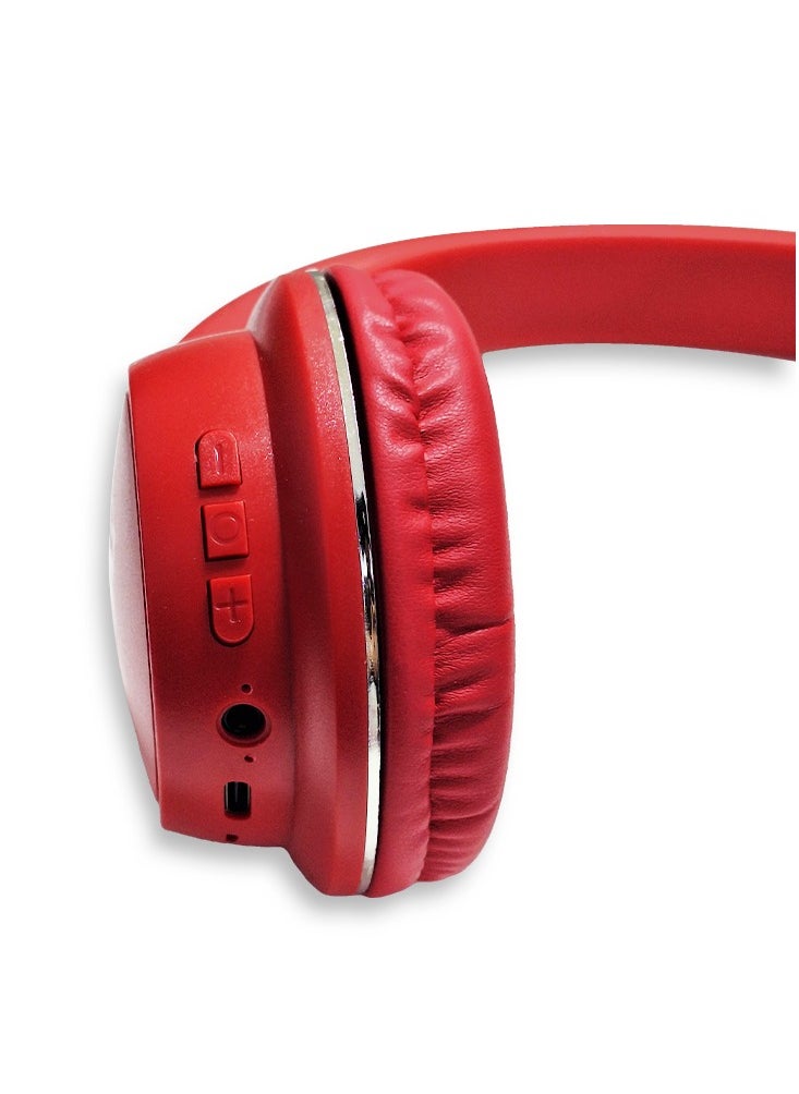 Generic - Bluetooth Headphone , Wireless Headset , Model WS-620 , Bluetooth , Play Time 20 Hours , Battery 150mAh, External Built In Microphone, USB Type-C, Pure Bass Sound, Noise Cancelling (Red) - Image 1