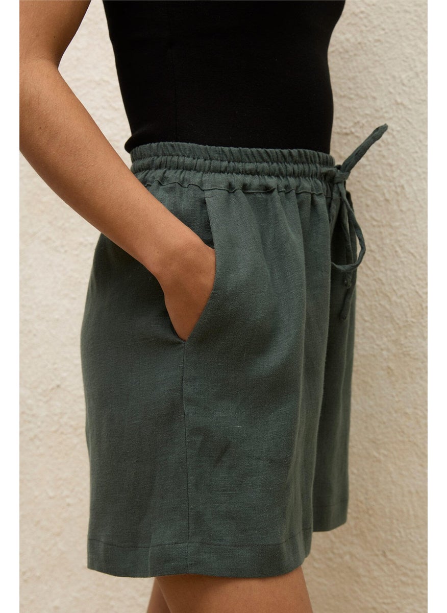 Linen Relaxed Shorts Green - pzsku/ZA73612E36A884536023AZ/45/_/1728060347/02cf305b-7250-436f-81c2-993211ca19a8