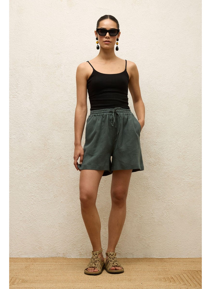 Linen Relaxed Shorts Green - pzsku/ZA73612E36A884536023AZ/45/_/1728060350/3d10bd98-eadd-4cb2-ad04-51faa0f3a61b