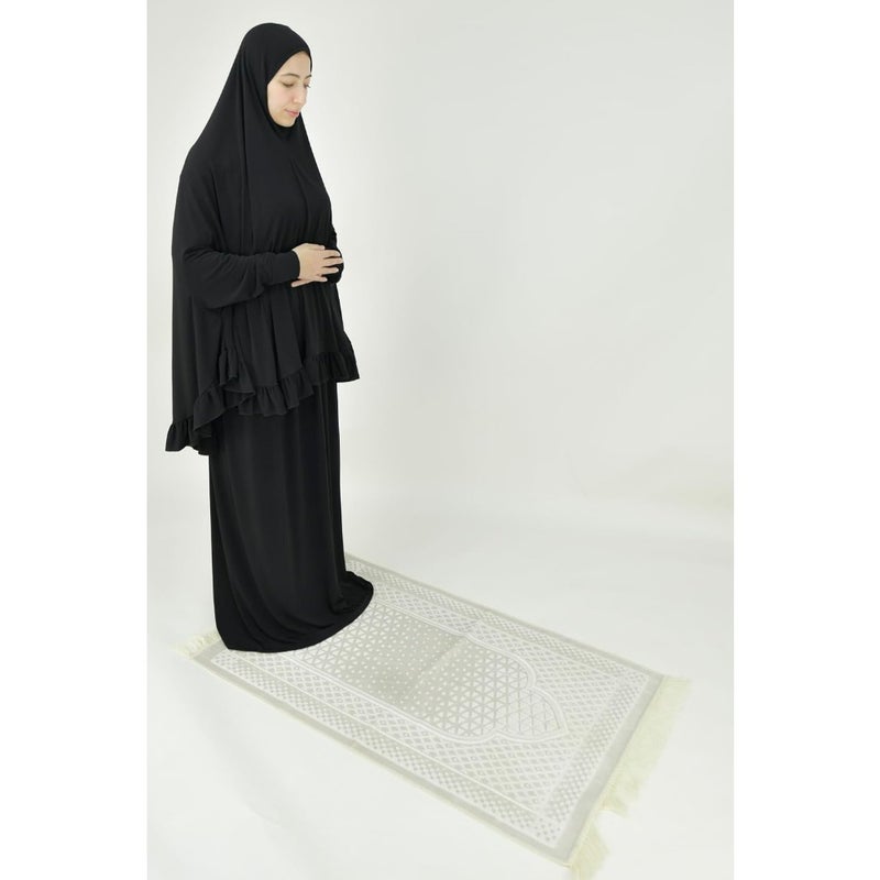 Two Pcs Islamic prayer dress for women with sleeve - Prayer Clothes for Muslim Women - Prayer Abaya Jilbab 2 piece - Umrah essentials and Ramadan prayer set - Damas Collection - Image 3