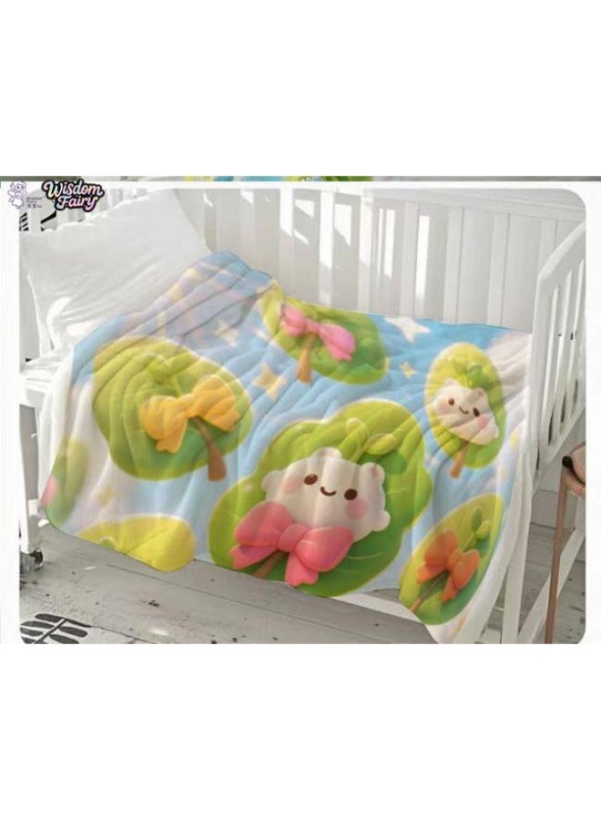 Wisdom Fairy (latest) baby and children's cartoon flannel thin blanket (warm and comfortable, suitable for sleep, gaming) 70cm*100cm
