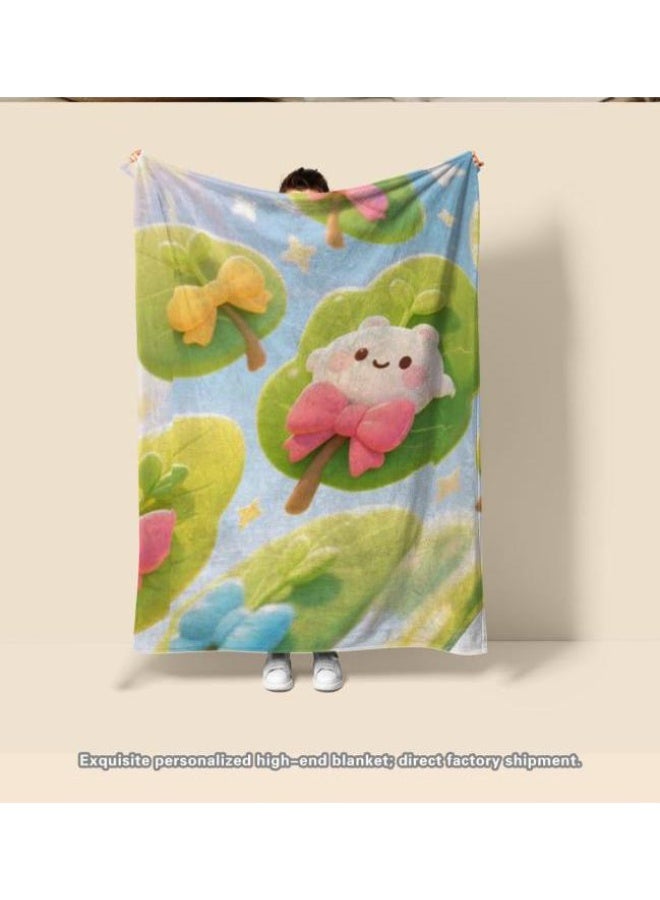 Wisdom Fairy (latest) baby and children's cartoon flannel thin blanket (warm and comfortable, suitable for sleep, gaming) 70cm*100cm