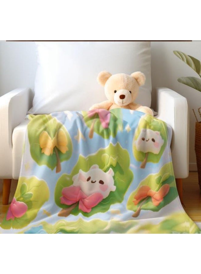 Wisdom Fairy (latest) baby and children's cartoon flannel thin blanket (warm and comfortable, suitable for sleep, gaming) 70cm*100cm