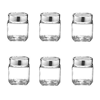 TREO Glass Cube jar- 180 ml, 6 pieces, Transparent - Image 2