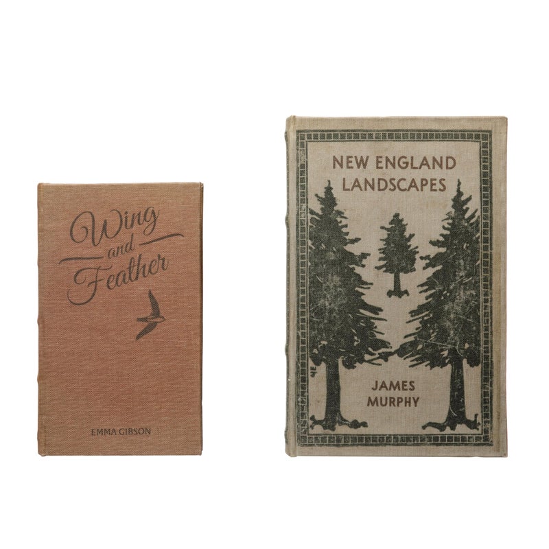 Creative Co-op Creative CoOp MDF  Canvas Book Storage Boxes Set of 2 New England Landscapes