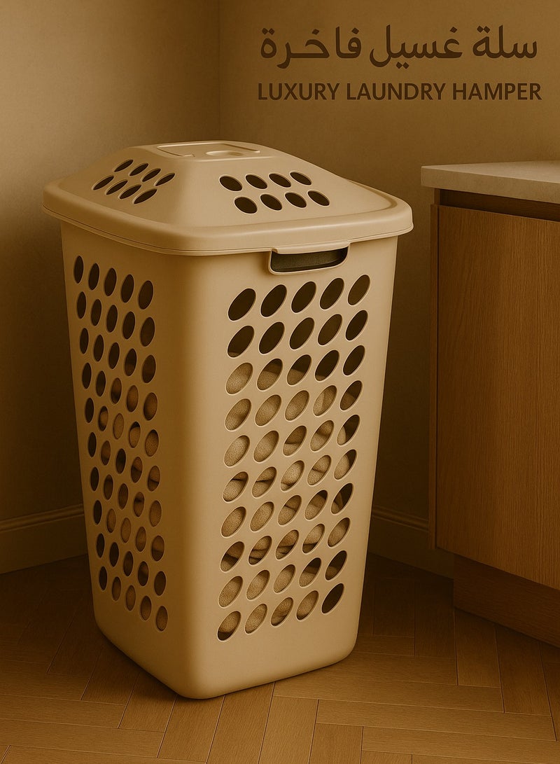 المفرج سلة غسيل ملابس بغطاء – تصميم فاخر يجمع بين الأناقة والخصوصية والتنظيم المثالي - Image 1