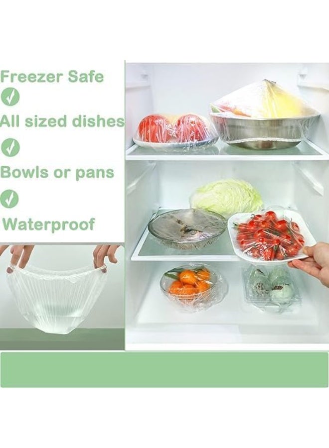 أغطية أوعية مرنة للاستخدام مرة واحدة، 20 قطعة، أغطية تخزين طعام مقاومة للماء، غلاف بلاستيكي شفاف قابل للتمدد للأوعية والأطباق. حجم الكيس: 60 × 70 سم - Image 3
