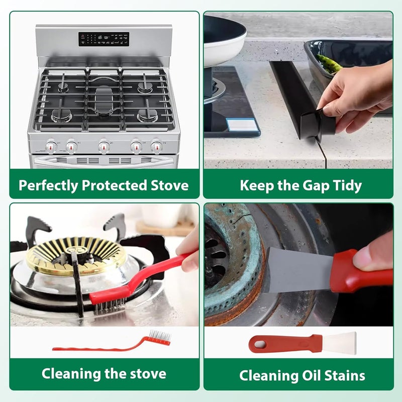 2 قطعة من واقيات الموقد للمواقد الغازية، أغطية لسطح الموقد للمحركات الغازية – واقيات متعددة الاستخدامات للمواقد الغازية بـ 5 محركات، مناسبة لموقد سامسونج الغازي، غير لاصقة وقابلة للغسيل - Image 3