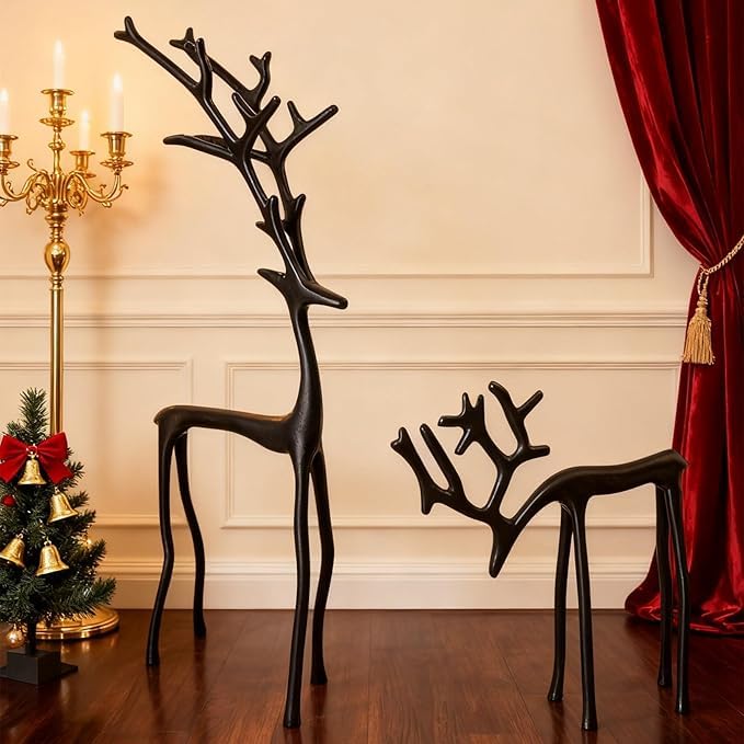 Bivpreom 2 Pcs Reindeer Christmas Decor，Black Metal Reindeer Decor for Table Centerpieces、Mantel、Living Room、Bedroom、Office - Image 4