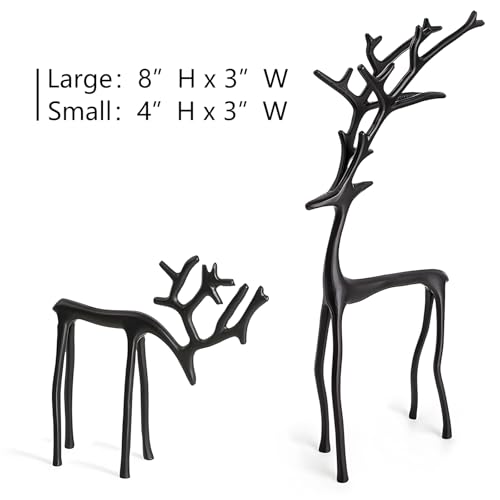 Bivpreom 2 Pcs Reindeer Christmas Decor，Black Metal Reindeer Decor for Table Centerpieces、Mantel、Living Room、Bedroom、Office - Image 2
