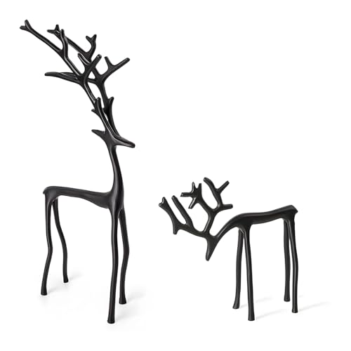 Bivpreom 2 Pcs Reindeer Christmas Decor，Black Metal Reindeer Decor for Table Centerpieces、Mantel、Living Room、Bedroom、Office - Image 1