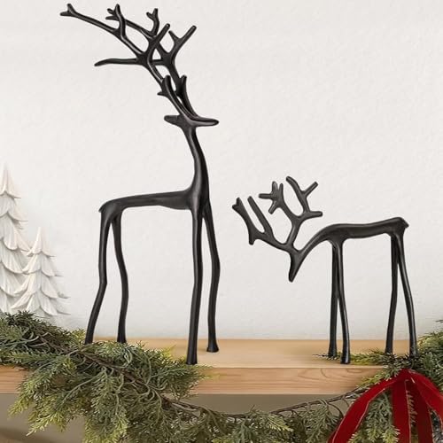 Bivpreom 2 Pcs Reindeer Christmas Decor，Black Metal Reindeer Decor for Table Centerpieces、Mantel、Living Room、Bedroom、Office - Image 5