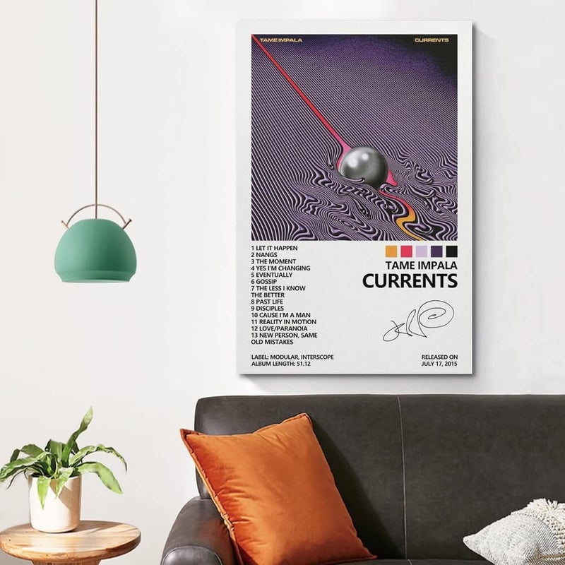 SUANYE ملصق Tame Impala غلاف ألبوم Currents للديكور الجمالي في غرفة النوم، لوحة فنية على قماش بحجم 12×18 بوصة (30×45 سم) - Image 4
