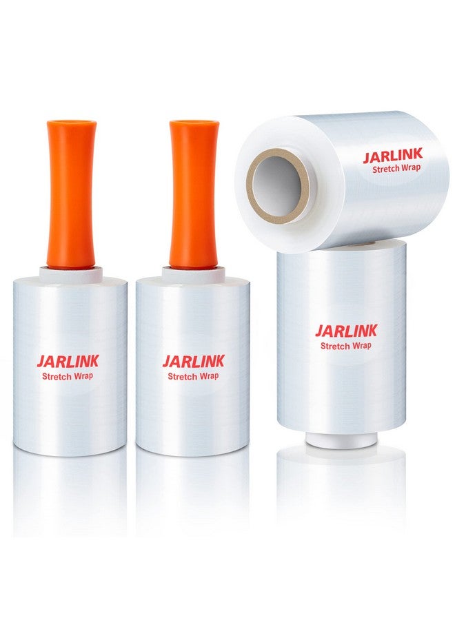 JARLINK 4 Pack Plastic Film Roll With Plastic Handles 60 Gauge Thick 5 X 1000Ft Plastic Pallet Film Industrial Strength Stretch Up To 500% Stretch For Moving Packing Wrapping And Shipping - Image 1