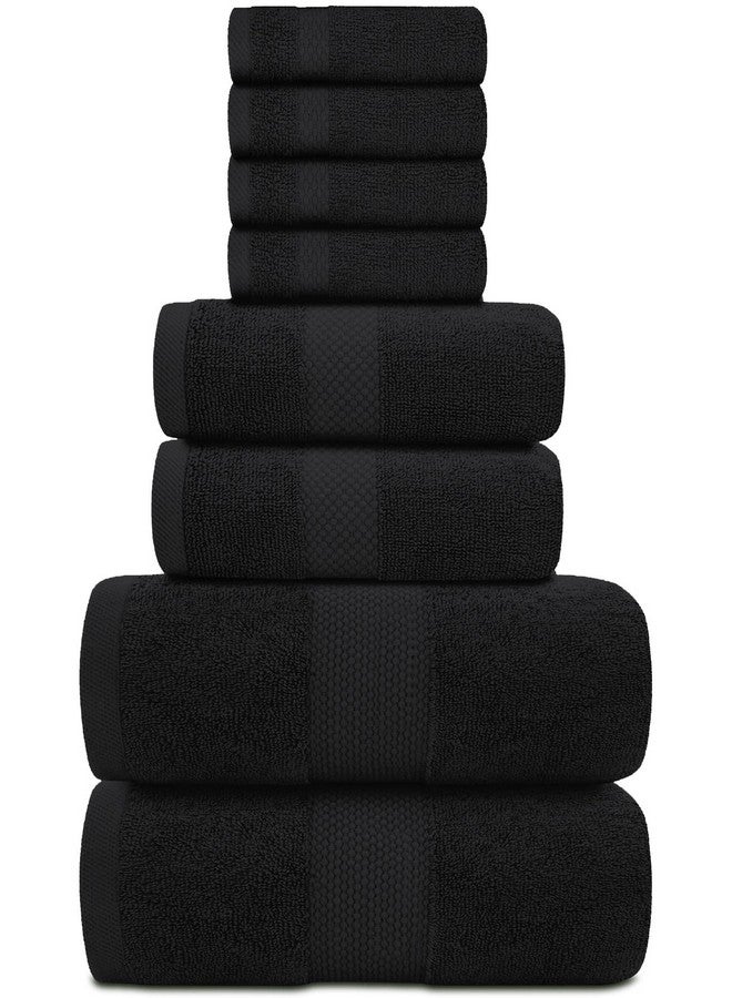 White Classic White Classic Luxury Bath Towel Set of 8 Pieces - 100% Turkish Cotton Highly Absorbent Towels for Bathroom, 2 Luxury Bath Towels 700GSM, 2 Hand Towels, 4 Washcloths, Black  - Image 2