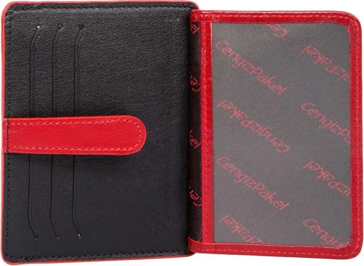 جنكيز باكيل Leather Black-Red Card Holder