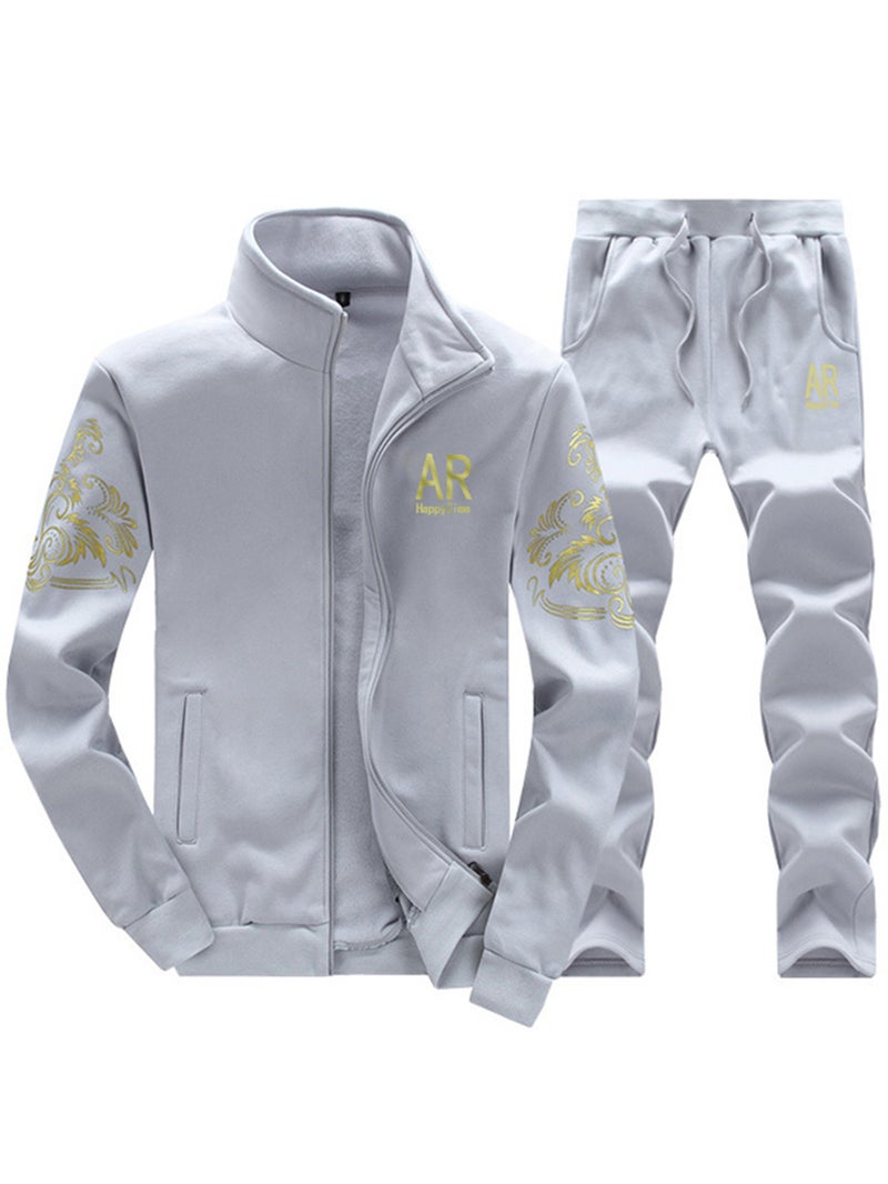 European Size Export Autumn Embroidered Suit Men's Casual Sports Suit Cardigan Jacket Stand Collar Spring and Autumn Sweatshirt Long - Image 1