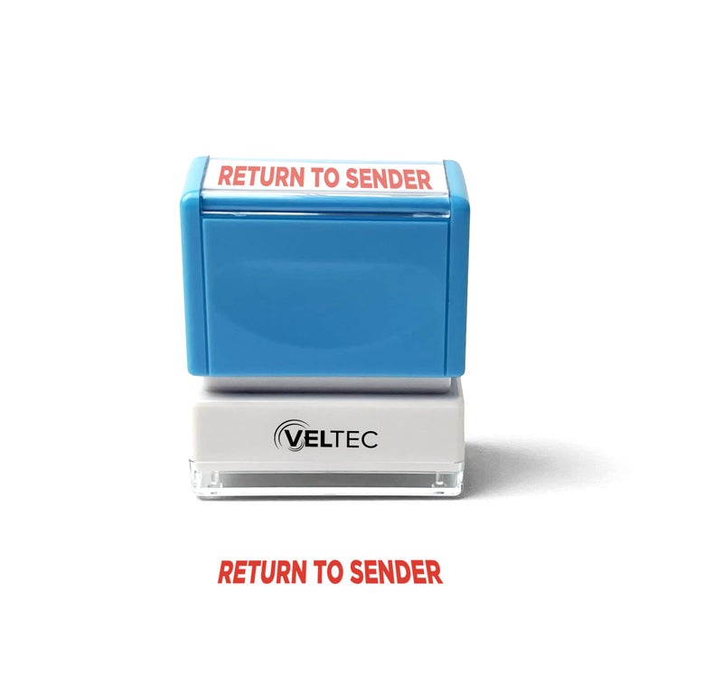 Veltec Premium PreInked Message Stamp Red Ink Return to Sender