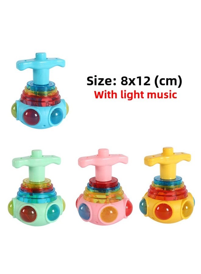 Children's Luminous Lotus Gyro Toy Strawberry Gyro Launch Kindergarten Baby Gift Stall Small Toys Wholesale-Color:Frosted Ufo Light Music Top - Random Color  - Image 1
