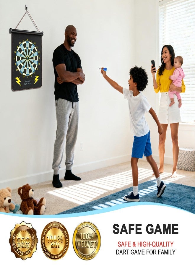 ALREMXUO Magnetic Dart Board for Kids, Gifts Ideas for Teenage Boys Girls, Dartboard Games, Toys for Teen Age 6 7 8 9 10 11 12 13 14 15 16 Years, Cool Stuff for Christmas, Room Decor, Blue - Image 4
