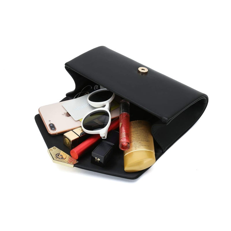 CHARMING TAILOR CHARMING TAILOR PU Clutch Purse for Women Evening Bag Chic Clutch Handbag for Special-occasion (Black)  - Image 4