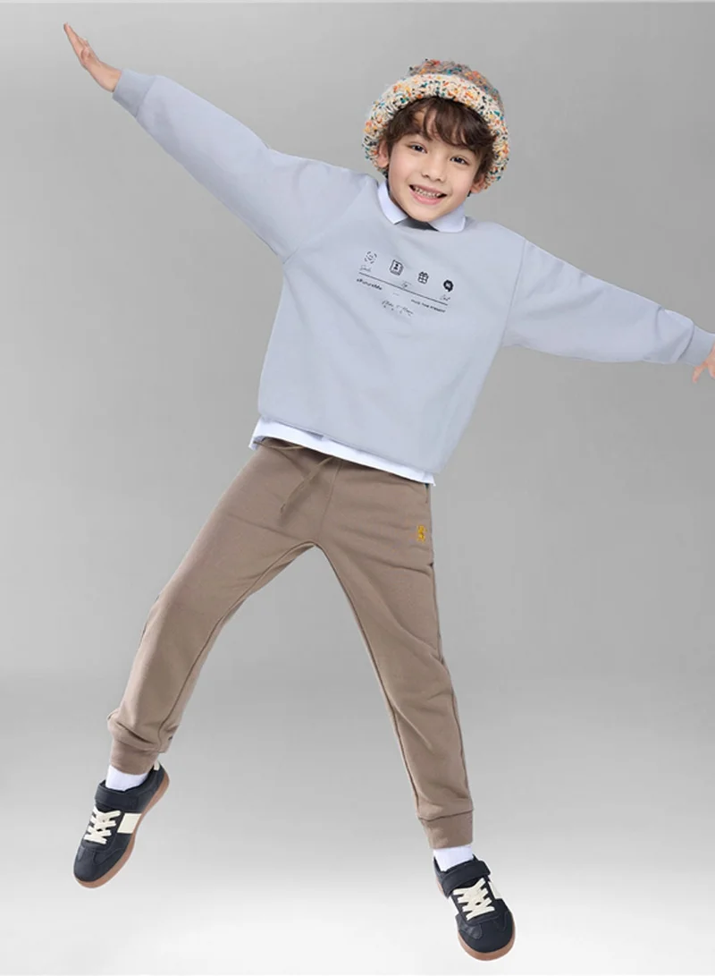 جيوردانو Kid's Tapered Fit French Terry Jogger with Elastic Waist